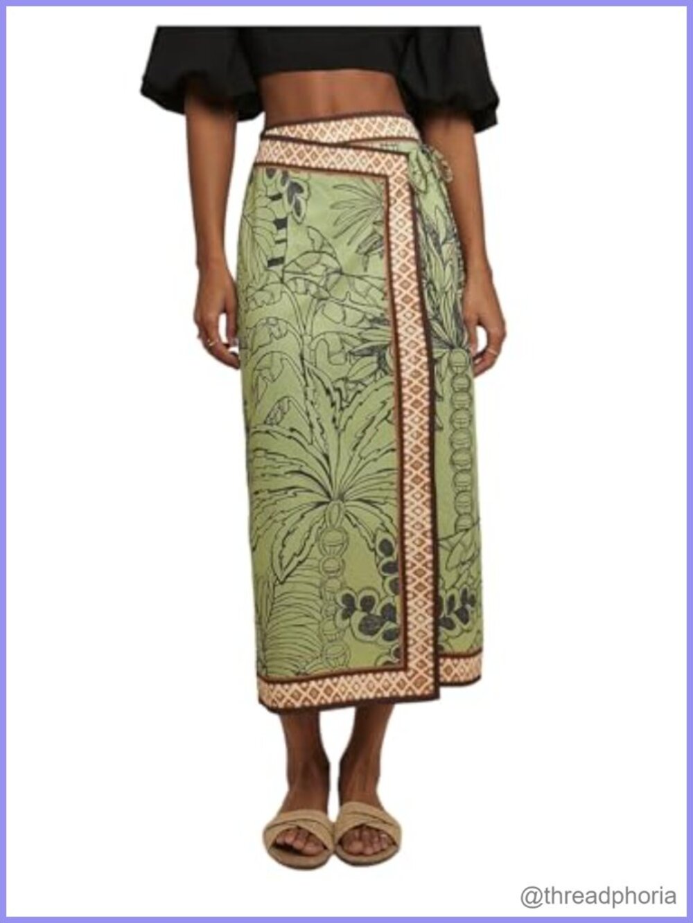 Boho Floral Pencil Midi Wrap Tie Side High Waisted Asymmetrical Skirt